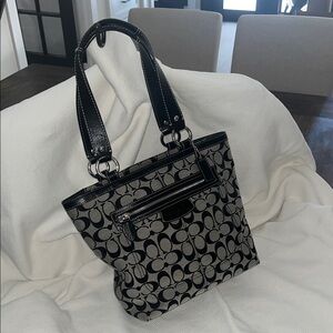 Coach Black and Gray Signature Canvas Tote